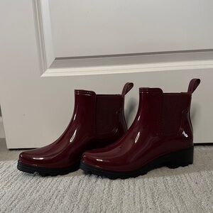 Women's Burgundy Ankle Rain Boots